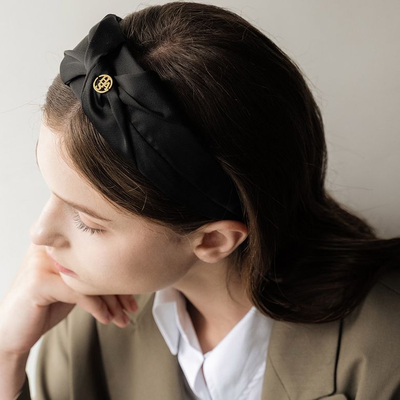 BFH001 Black Round logo Hairband