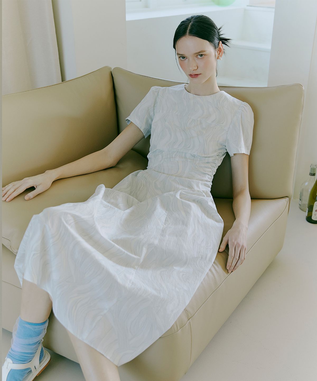 에트몽(ETMON) Side Shirring Dress  Pale Green