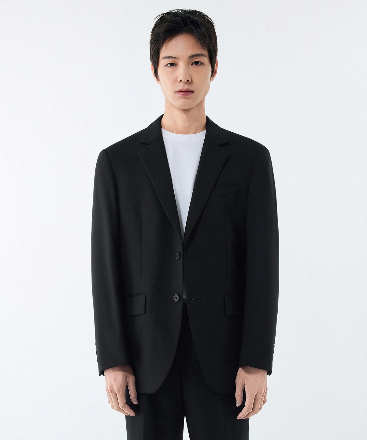무신사 스탠다드(MUSINSA STANDARD) 울 블렌드 릴렉스드 베이식 블레이저 [블랙]