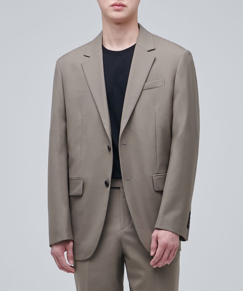 울 블렌드 릴렉스드 베이식 블레이저 [더스티 베이지]