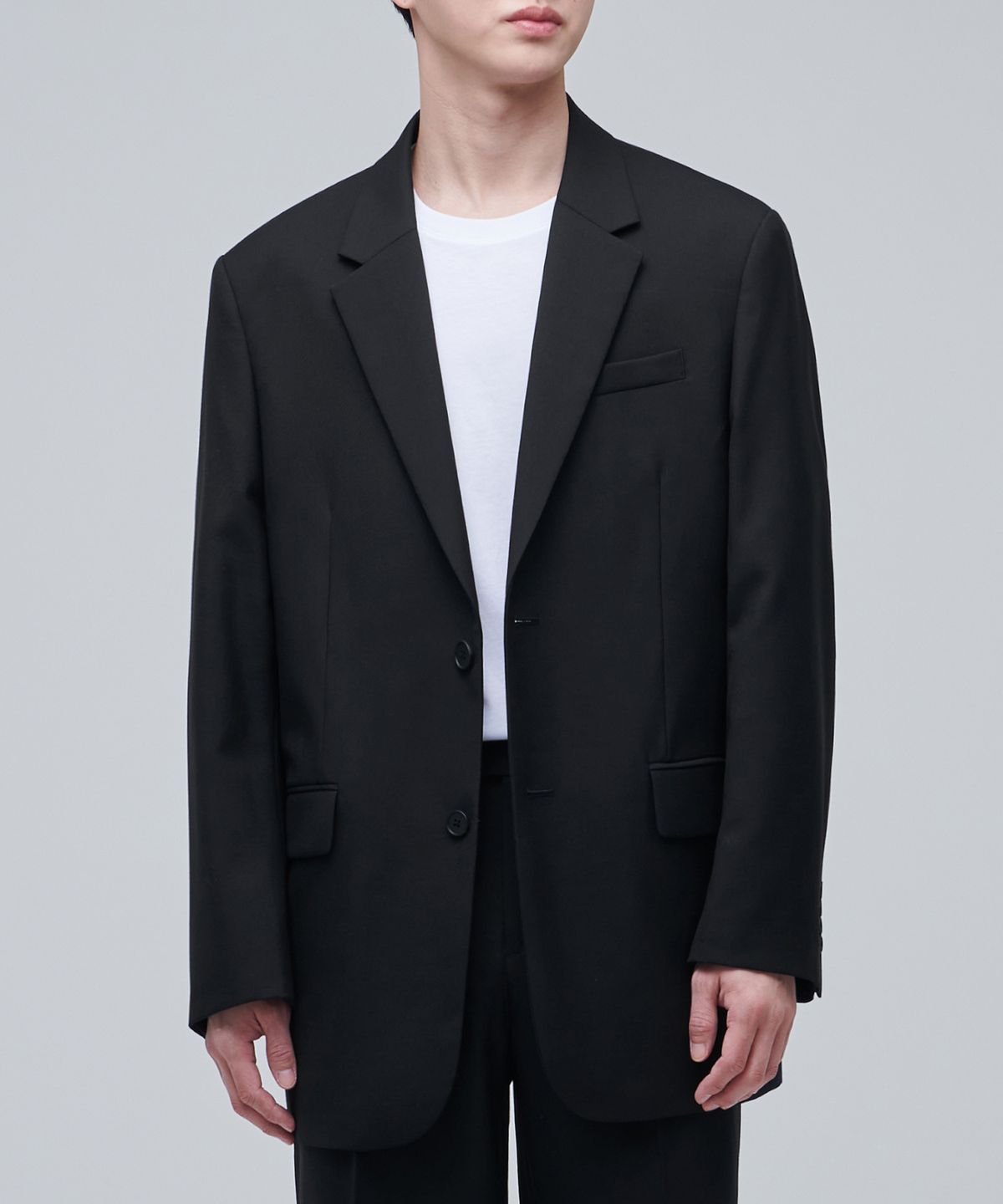 무신사 스탠다드(MUSINSA STANDARD) 울 블렌드 오버사이즈 블레이저 [블랙]