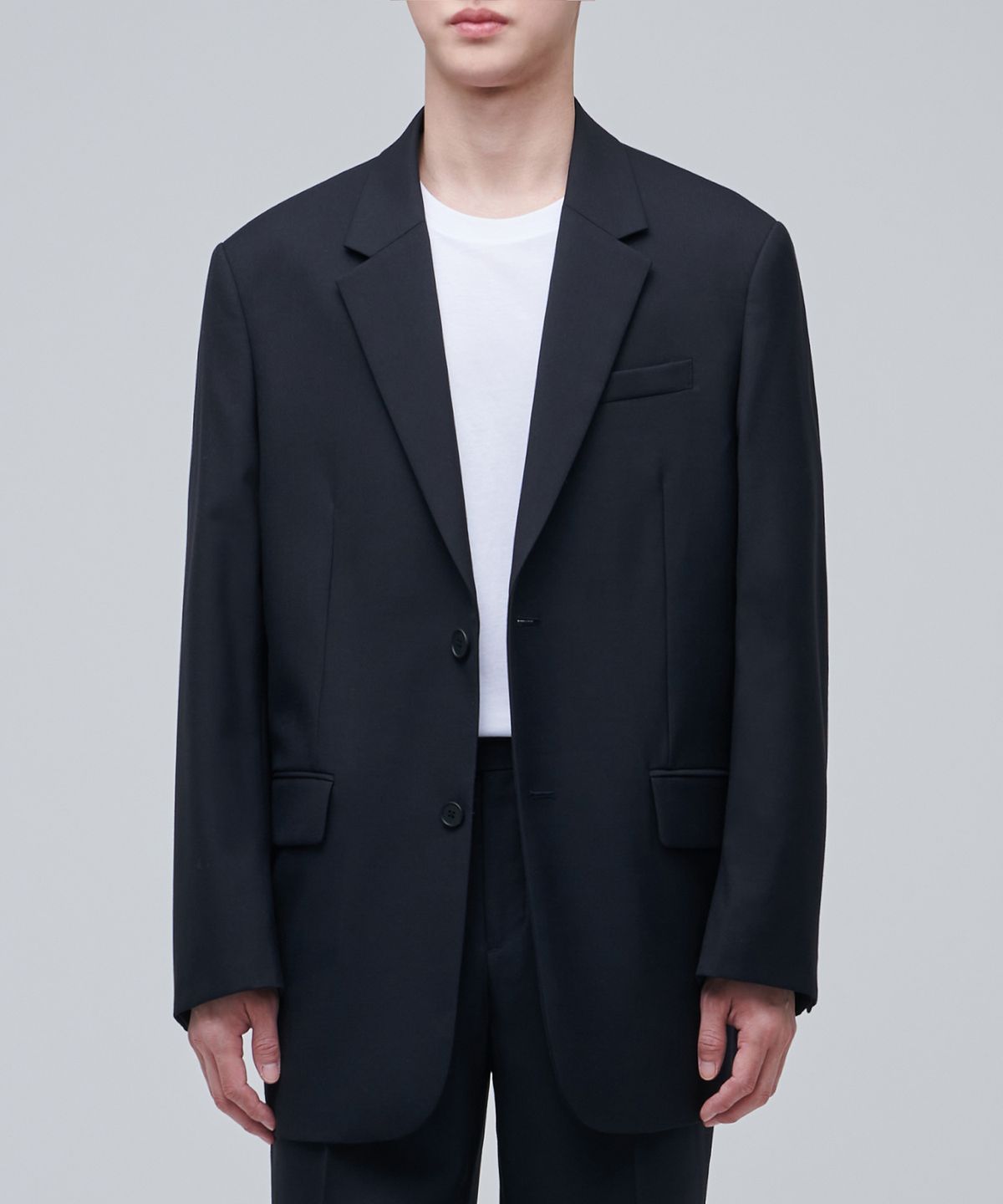 무신사 스탠다드(MUSINSA STANDARD) 울 블렌드 오버사이즈 블레이저 [네이비]