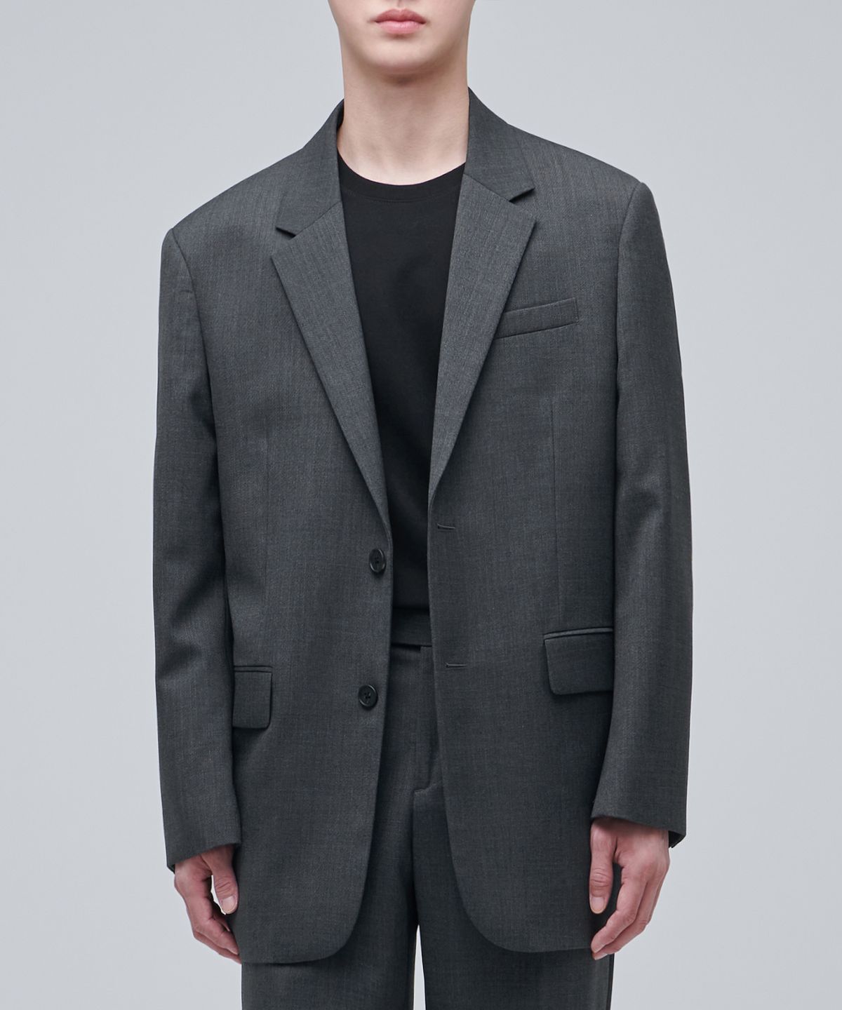무신사 스탠다드(MUSINSA STANDARD) 울 블렌드 오버사이즈 블레이저 [미디엄 그레이]