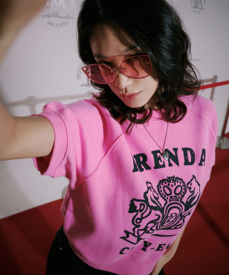 CROP RAGLAN CREWNECK SHORT-SWEAT PINK