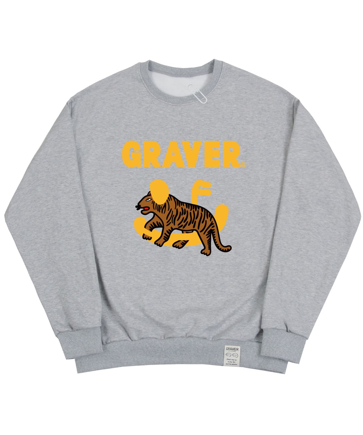 그레이버(GRAVER) [UNISEX]스마일 드로잉 레오파드 맨투맨_그레이