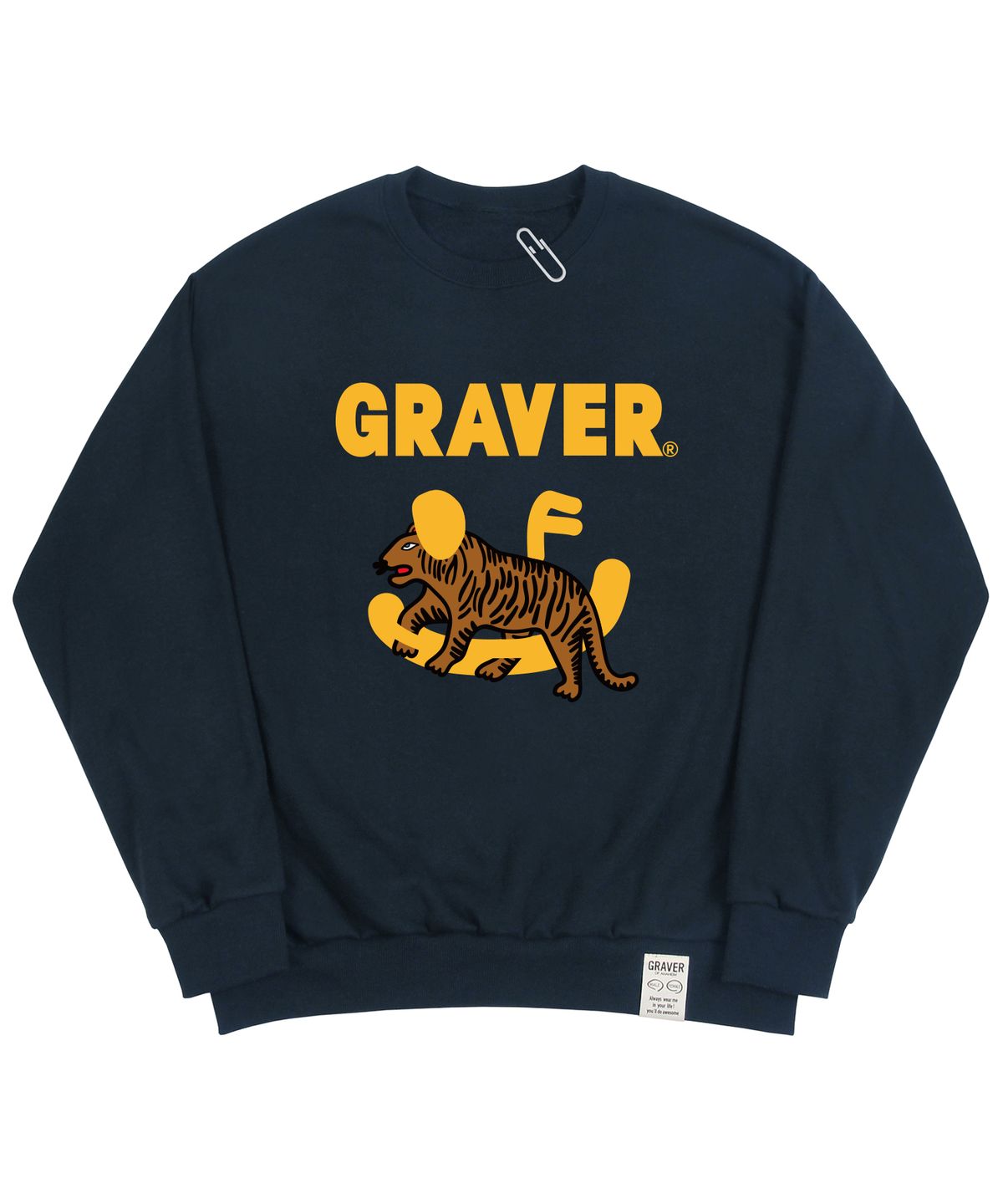 그레이버(GRAVER) [UNISEX]스마일 드로잉 레오파드 맨투맨_네이비