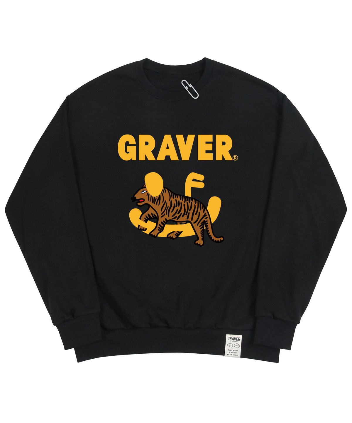 그레이버(GRAVER) [UNISEX]스마일 드로잉 레오파드 맨투맨_블랙