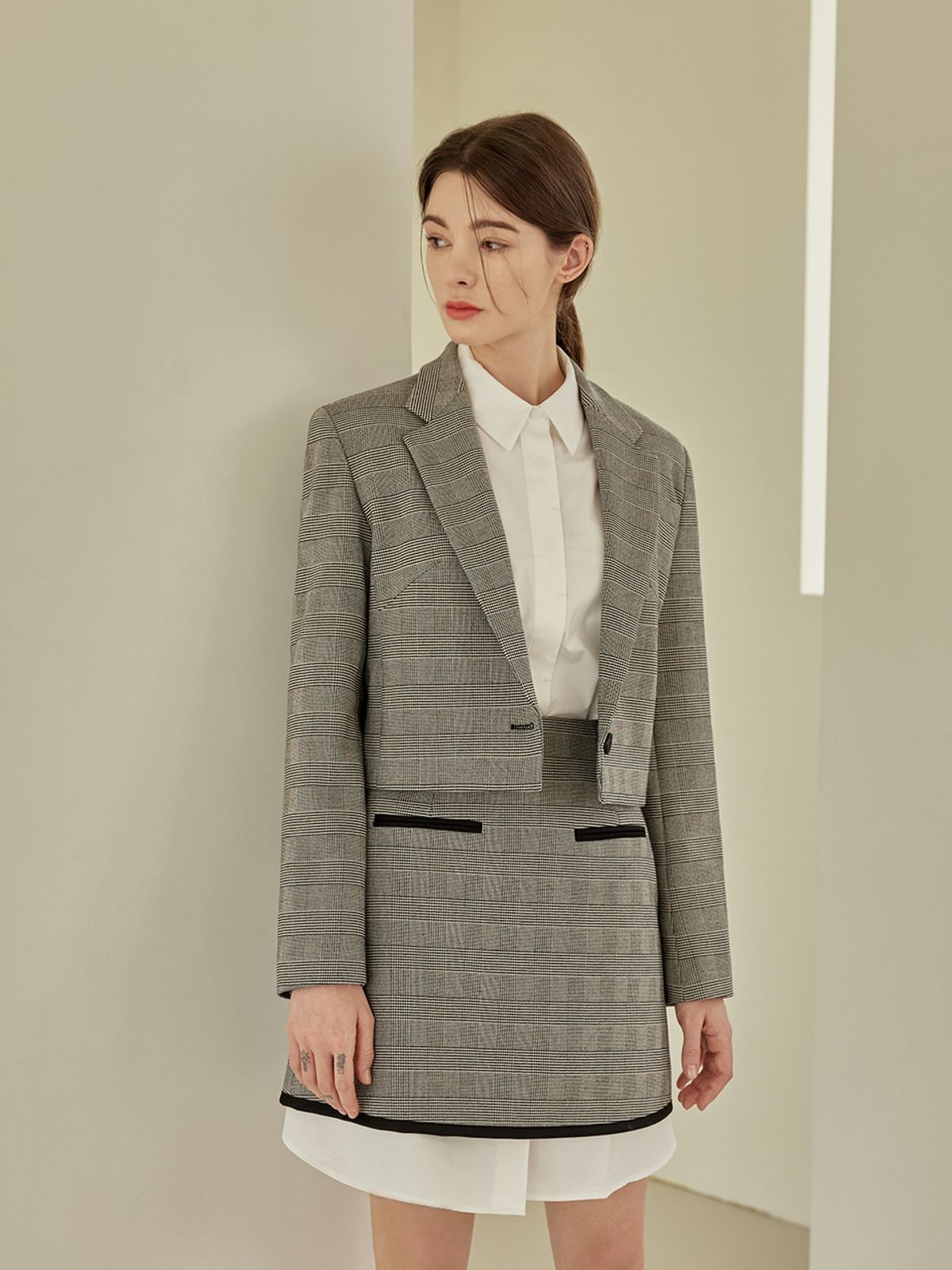 에이리프(A.RIFF) Saint A-line colored check skirts_IVORY