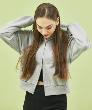 WOMEN 크롭 투웨이 후드집업 [GRAY] 트레이닝 맨투맨 츄리닝 ver.