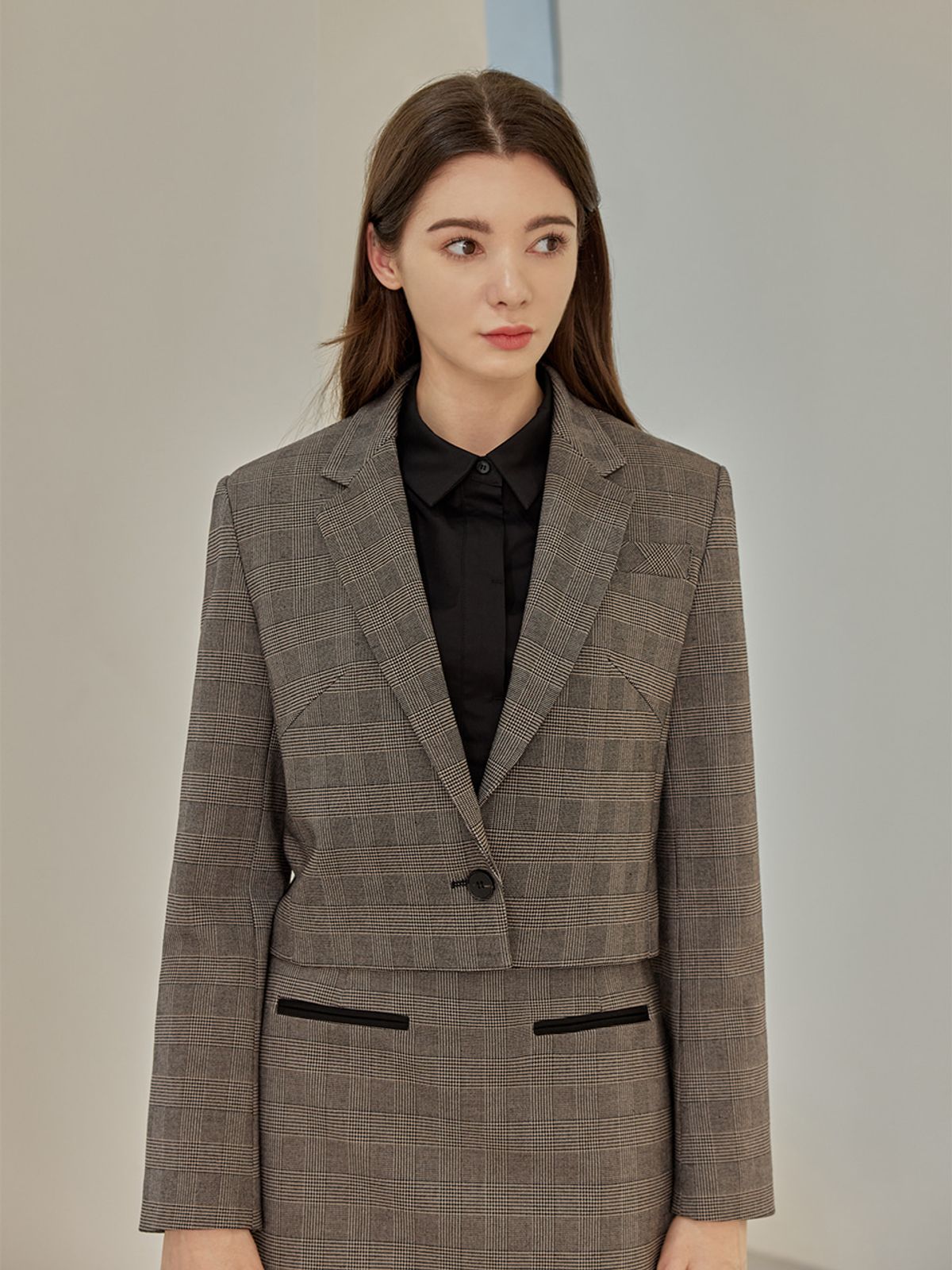 에이리프(A.RIFF) Saint checkered one button blazer_BEIGE