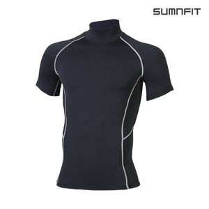 블락 하이넥 반팔 컴프레션