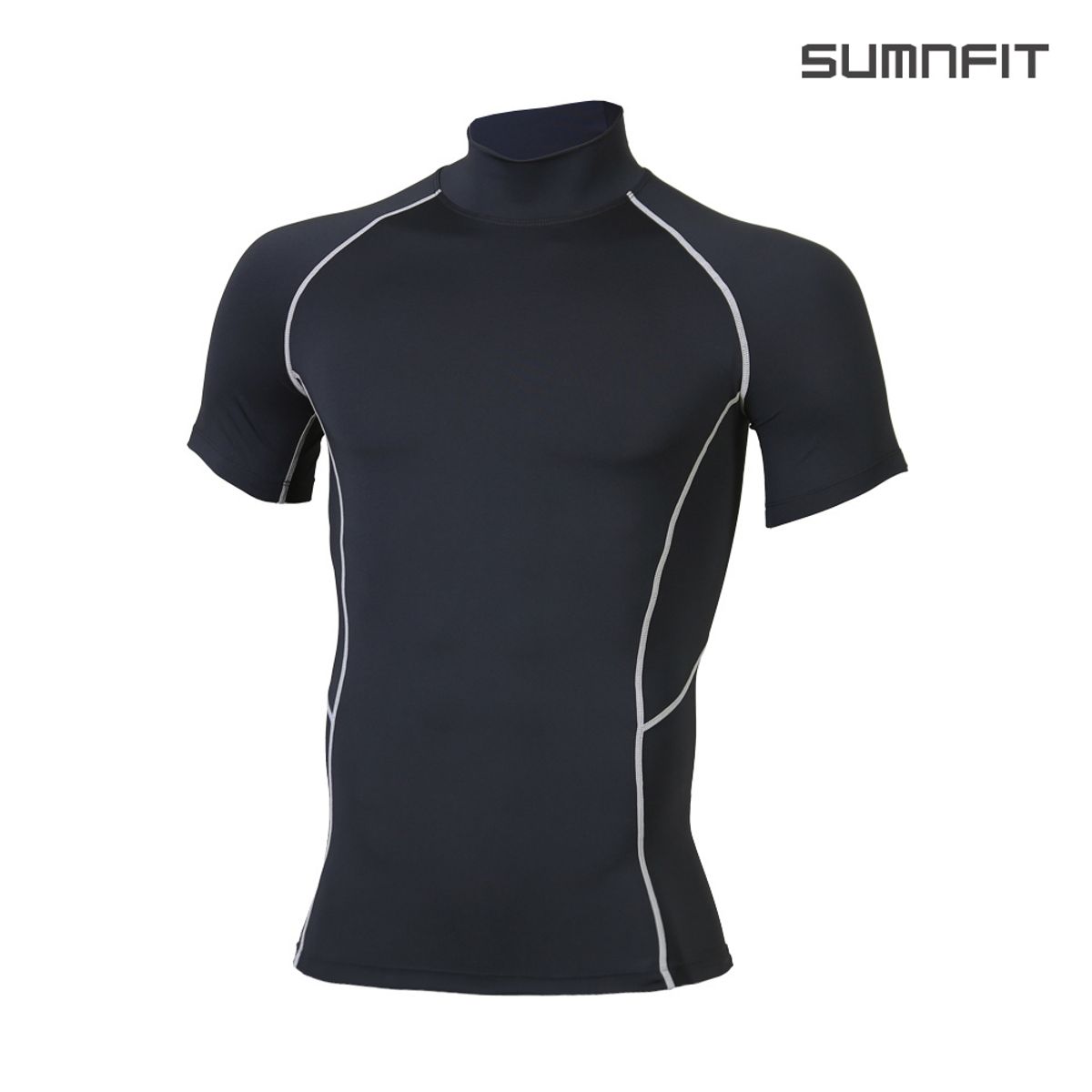 썸앤핏(SUMNFIT) 블락 하이넥 반팔 컴프레션