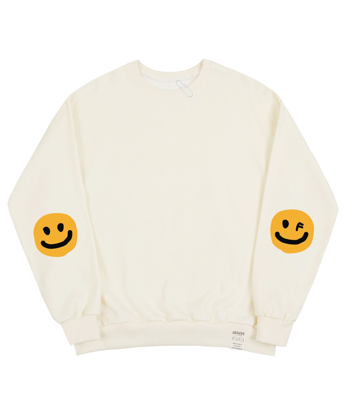 그레이버(GRAVER) [UNISEX]엘보우 드로잉도트 스마일 맨투맨_크림