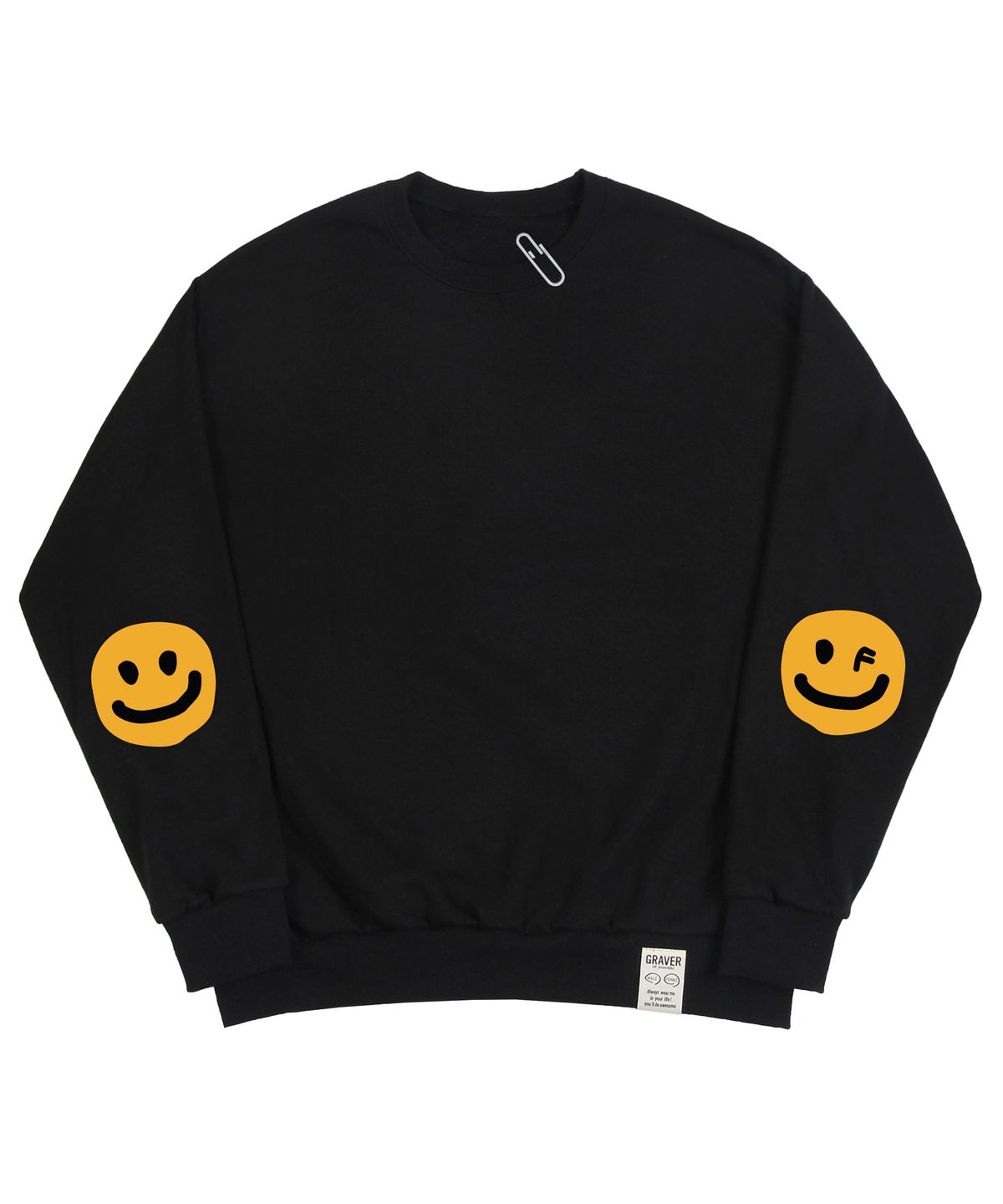 그레이버(GRAVER) [UNISEX]엘보우 드로잉도트 스마일 맨투맨_블랙