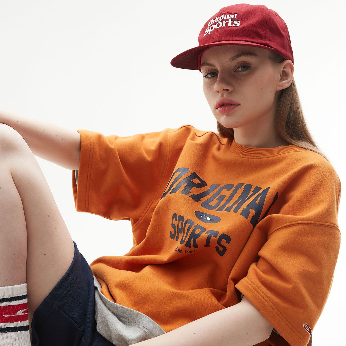 프로-스펙스(PRO-SPECS) ORIGINAL ARCH LOGO HALF SWEAT SHIRT_ORANGE