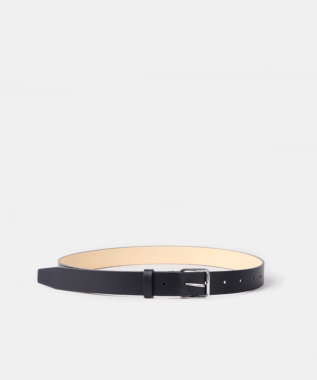 르바(LEVAR) Signature Square Leather Belt - Silver