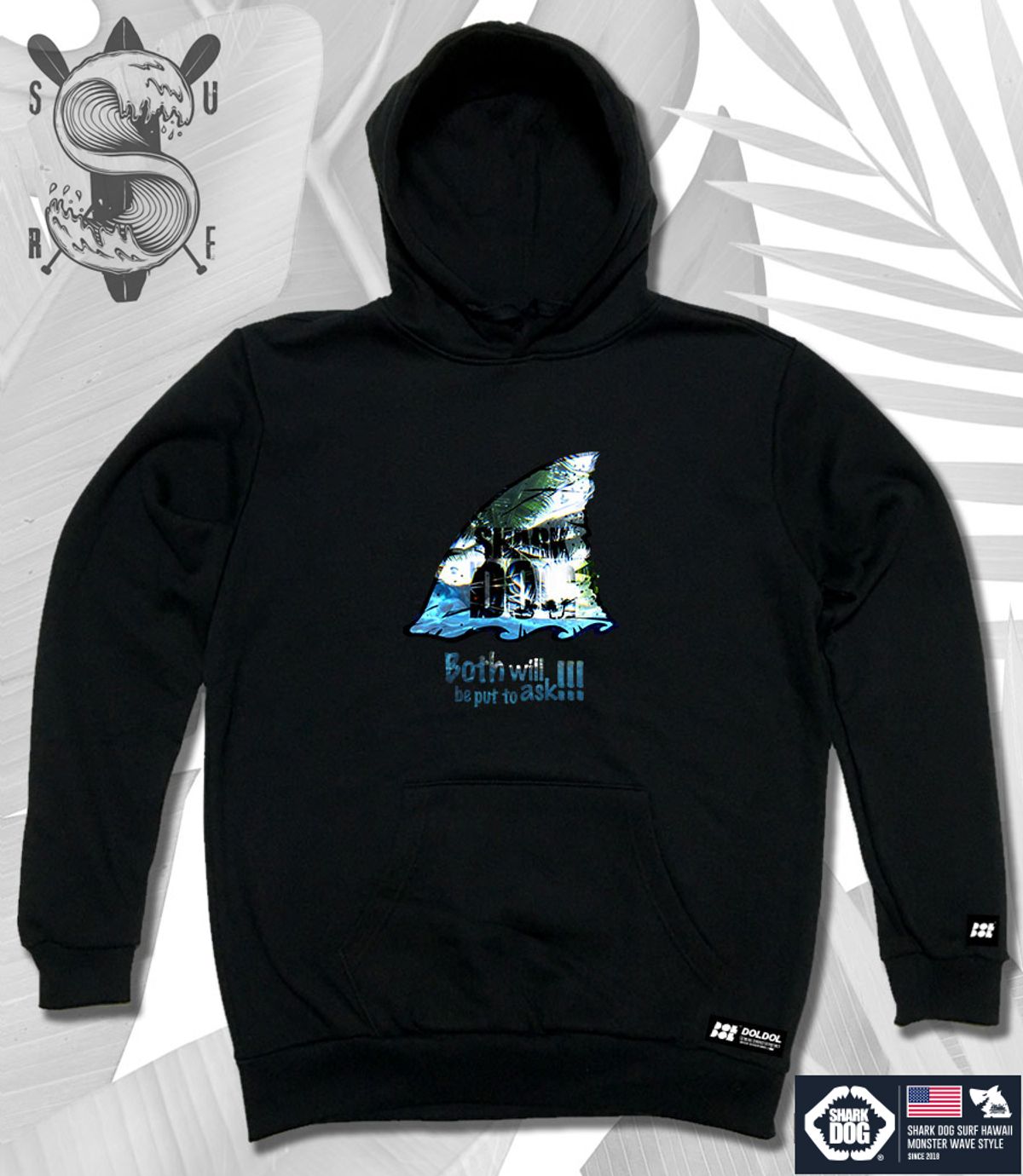 돌돌(DOLDOL) SHARK-DOG-HOODY-21 샤크독 서핑 하와이 캐릭터 그래픽 후드티 후디