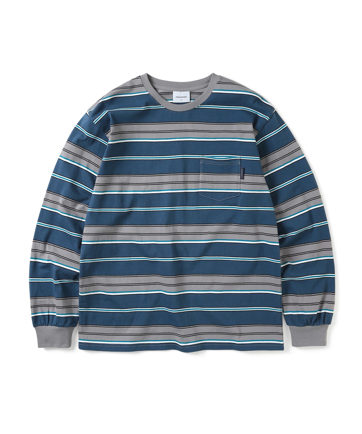 MUSINSA | thisisneverthat Striped L/S Tee Navy/Grey