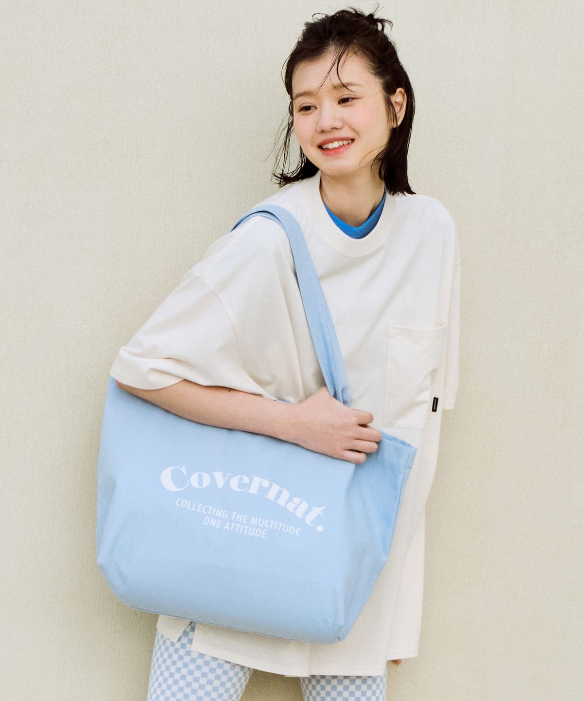 커버낫(COVERNAT) 프레쉬 세리프 로고 캔버스백 블루