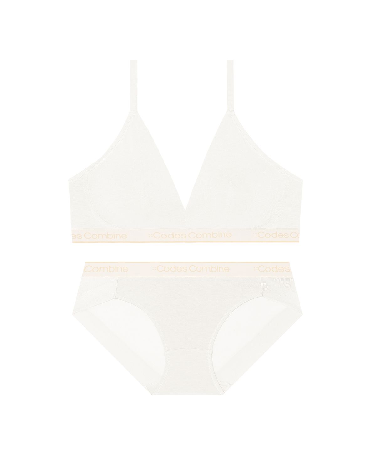 코데즈컴바인 이너웨어(CODES COMBINE INNERWEAR) 모달 슬림아웃밴드 오프화이트 브라렛 팬티 세트