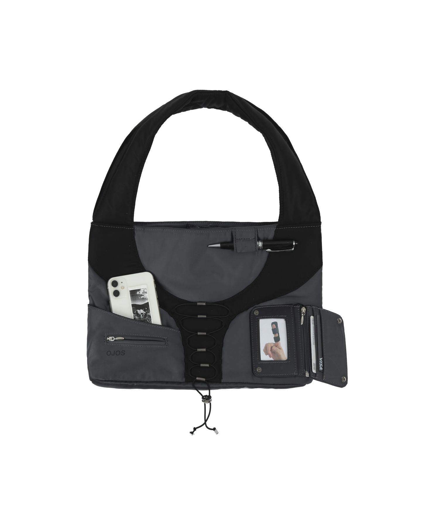 MUSINSA公式 | OJOS ウォレットショッパーミドルバッグ / ブラック