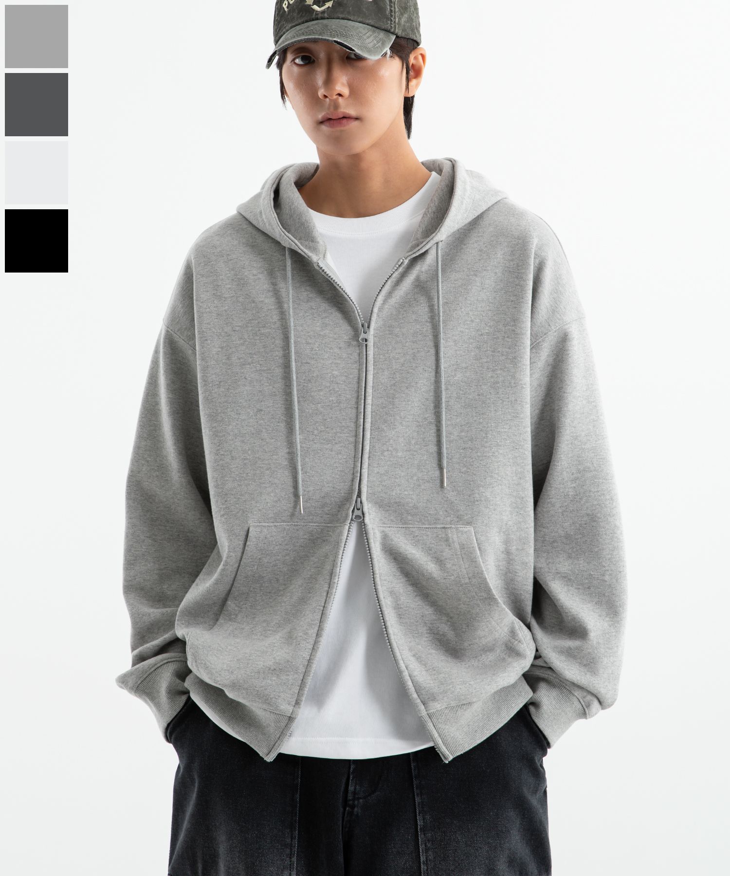 MUSINSA公式 | BRENSON ESSENTIAL OVERSIZED 2WAY ZIP-UP HOODIE