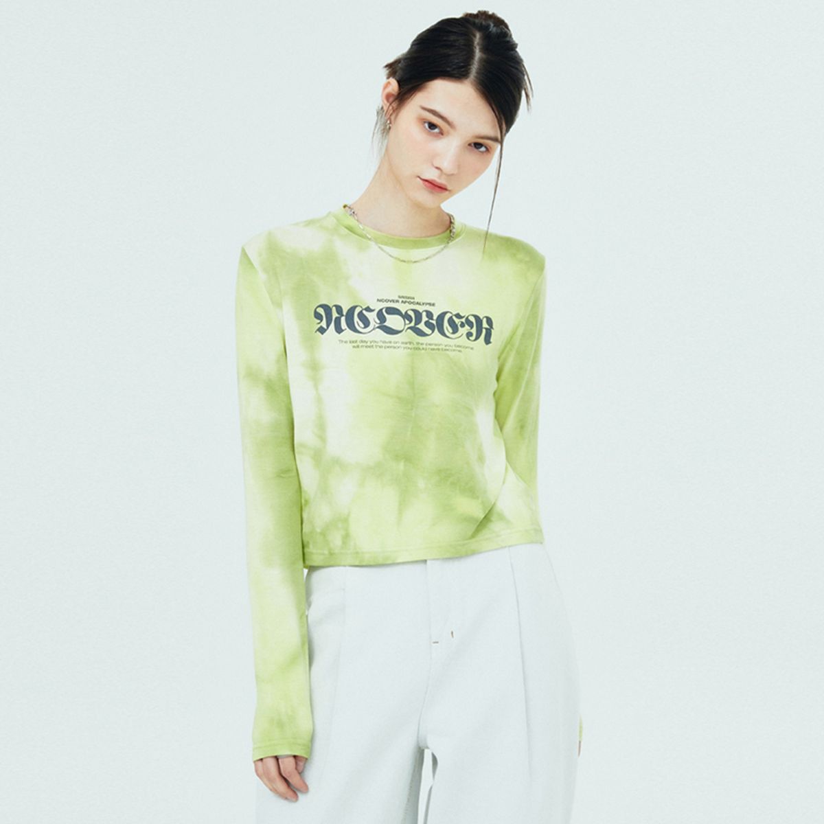앤커버(NCOVER) ROMAN TYPO TIEDYE LONG SLEEVE-YELLOW