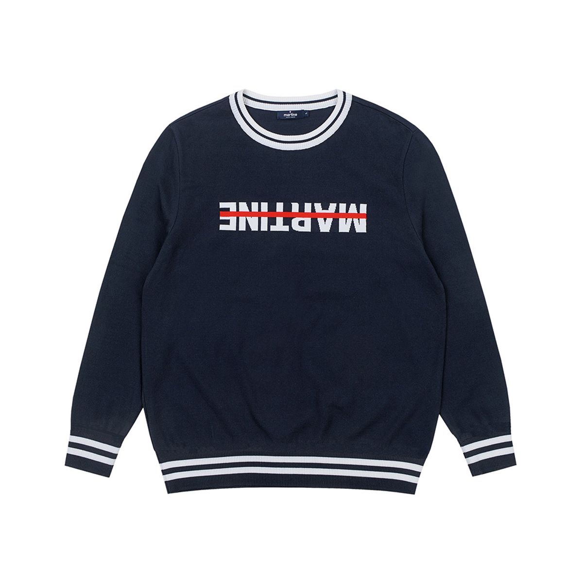 마틴골프(MARTINE GOLF) Reverse Logo Round Knit_Navy (Men)