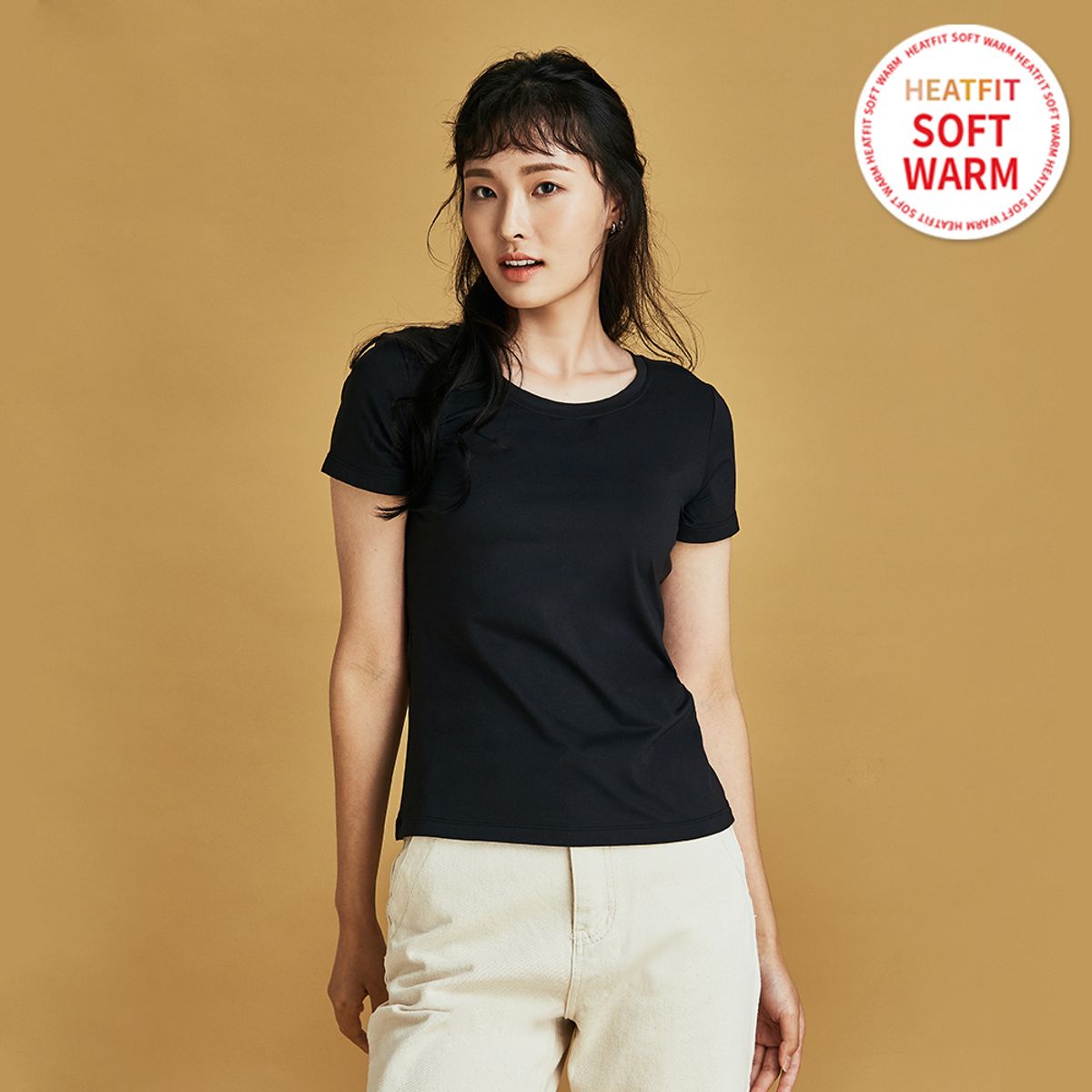 썸앤핏(SUMNFIT) 소프트웜 여성 라운드넥 반팔 기모 발열내의