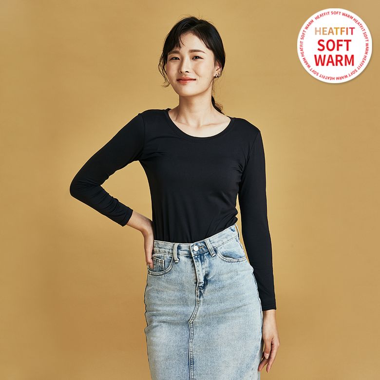 소프트웜 여성 라운드넥 긴팔  기모 발열내의