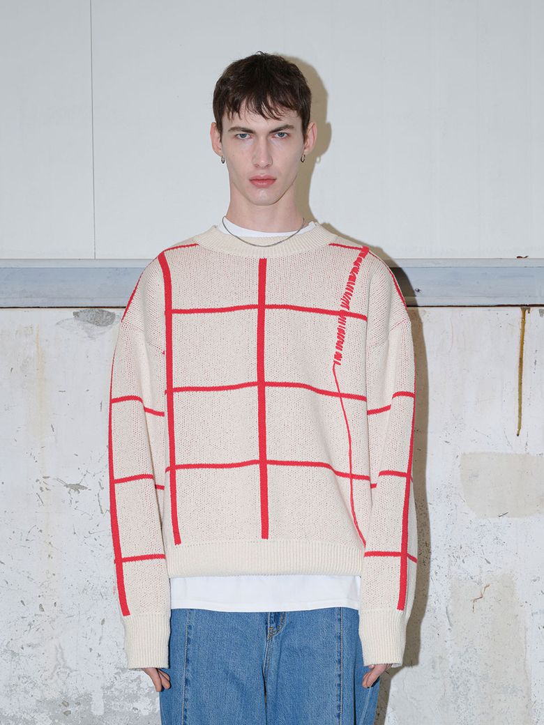 CRAYON CHECK KNIT Ivory