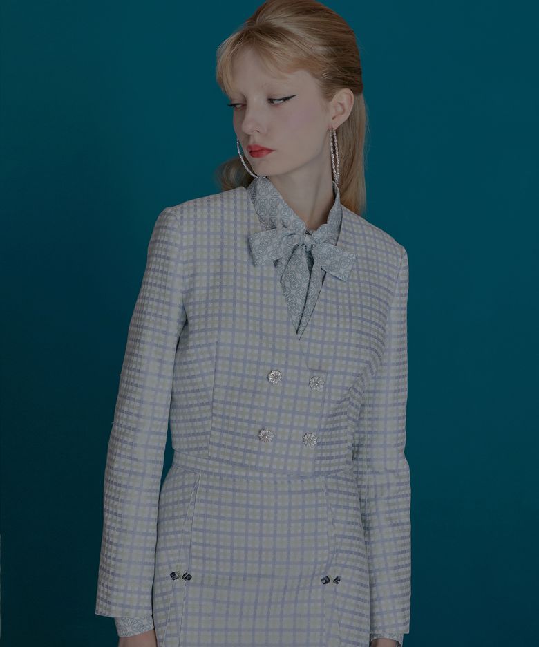 Check Jacquard Crop Jacket