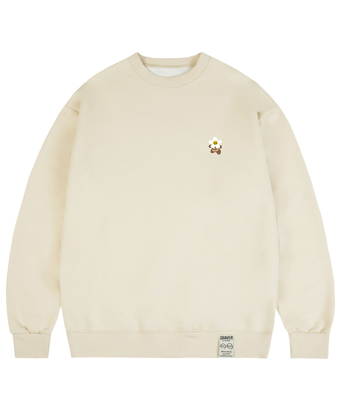 그레이버(GRAVER) [UNISEX]헤드 플라워 베어 스마일 맨투맨_크림