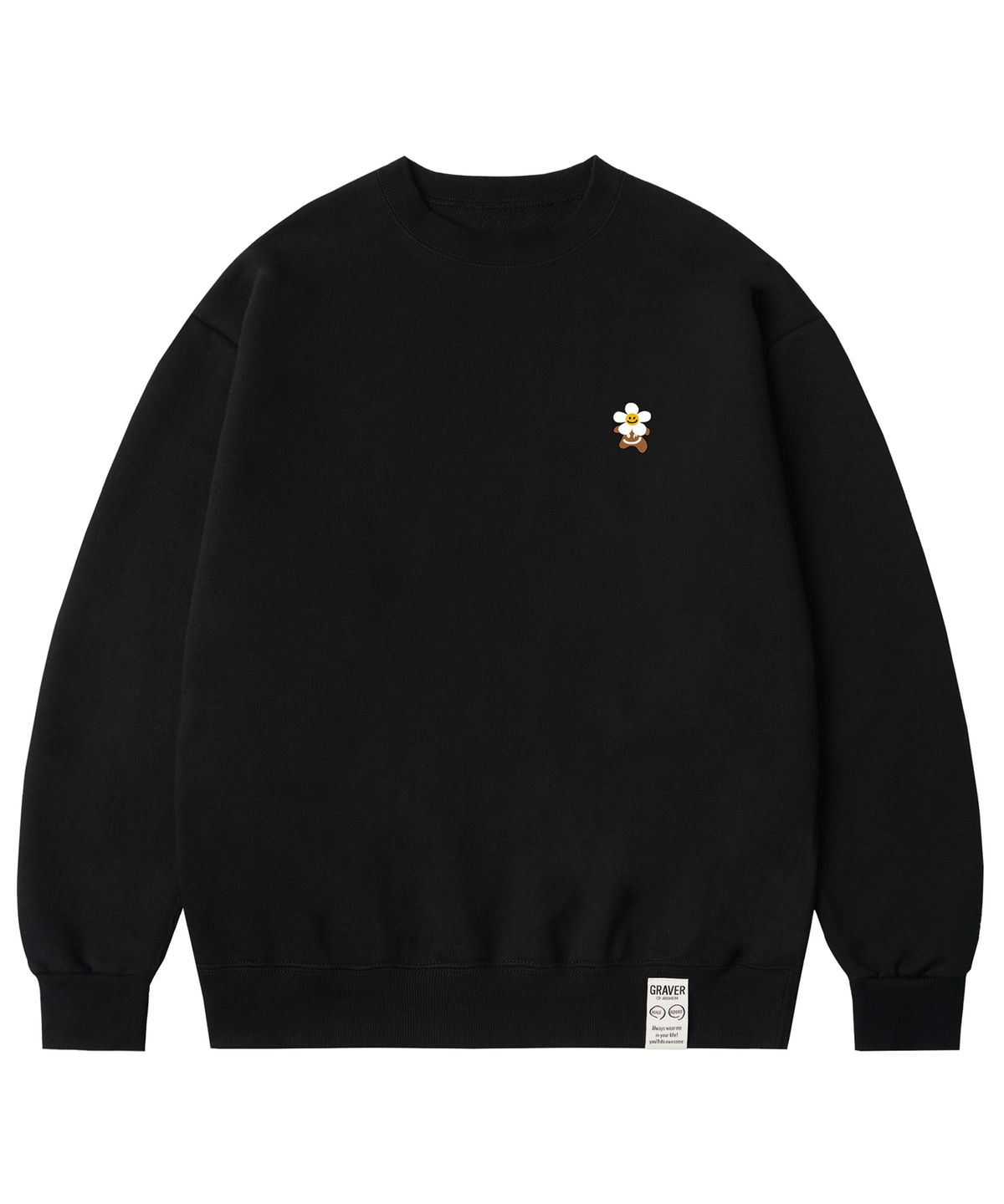 그레이버(GRAVER) [UNISEX]헤드 플라워 베어 스마일 맨투맨_블랙
