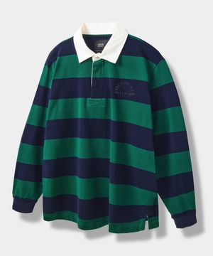 ASI 스트라이프 럭비 맨투맨 티셔츠 그린/네이비