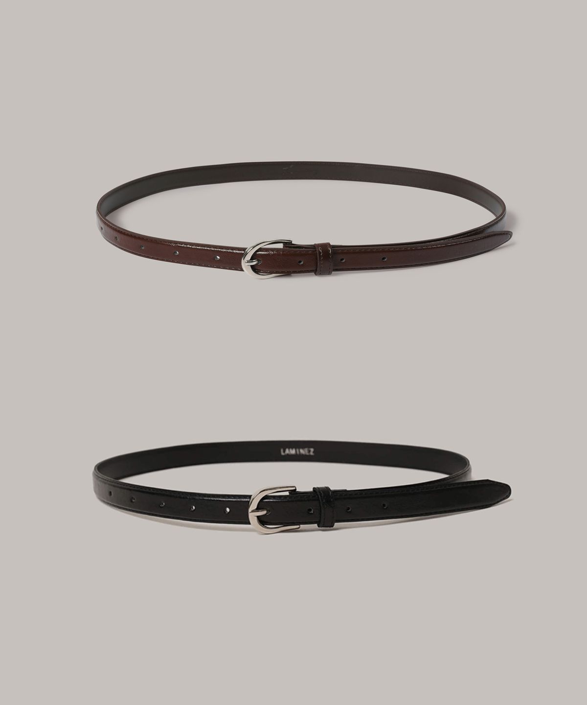 라미네즈(LAMINEZ) 20mm 베이직 레더 벨트 - 2 Color ( Silver )