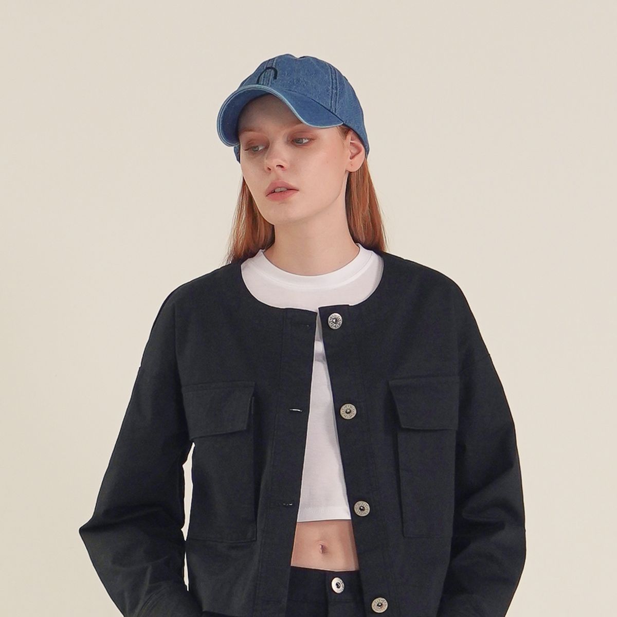 아쿠드(ACUD) Denim Logo Ball Cap_D.Blue