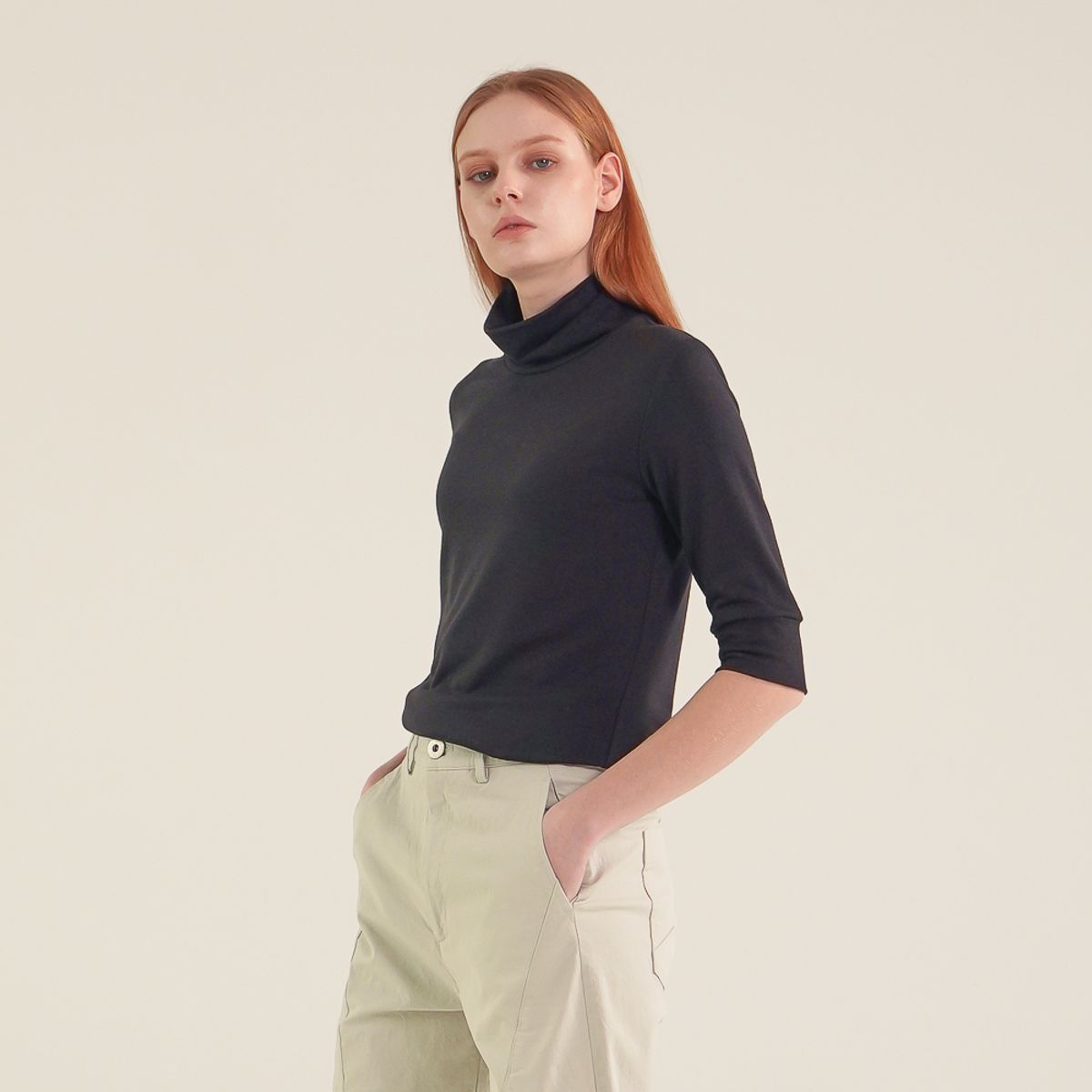 아쿠드(ACUD) Terry Turtle Neck Top_Black