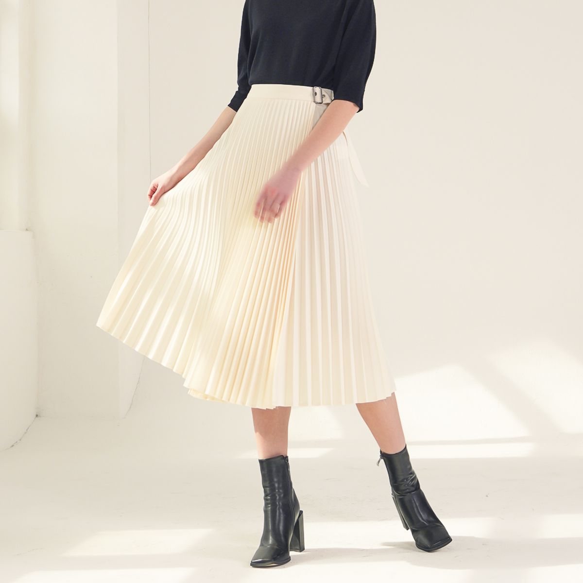 아쿠드(ACUD) Gaia Pleated Wrap Skirt_(4 Color)