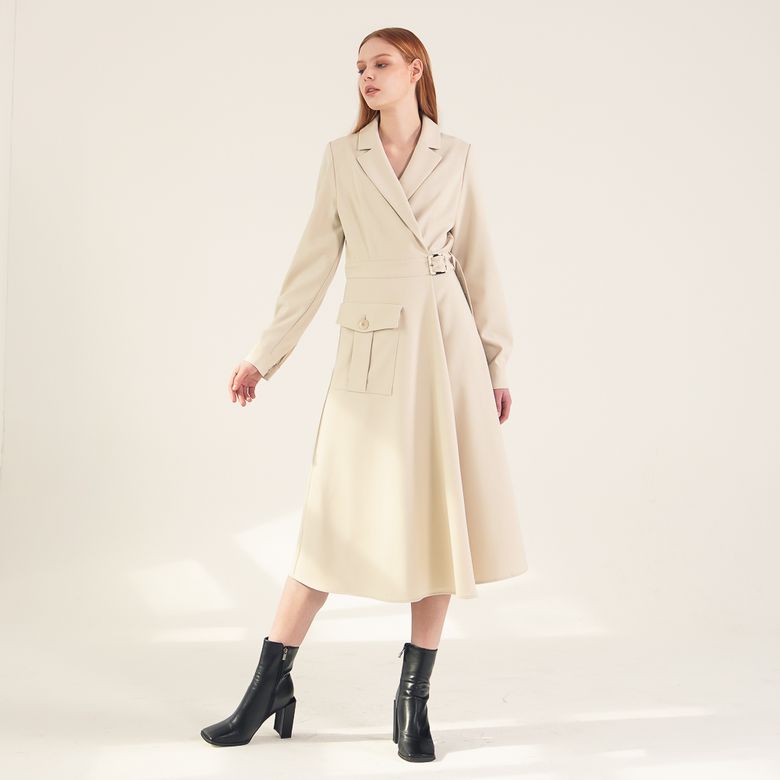 Tailored Wrap Dress_(3 Color)
