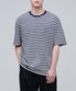 스트라이프 릴렉스드 크루 넥 티셔츠 [네이비]