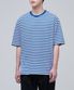 스트라이프 릴렉스드 크루 넥 티셔츠 [블루]