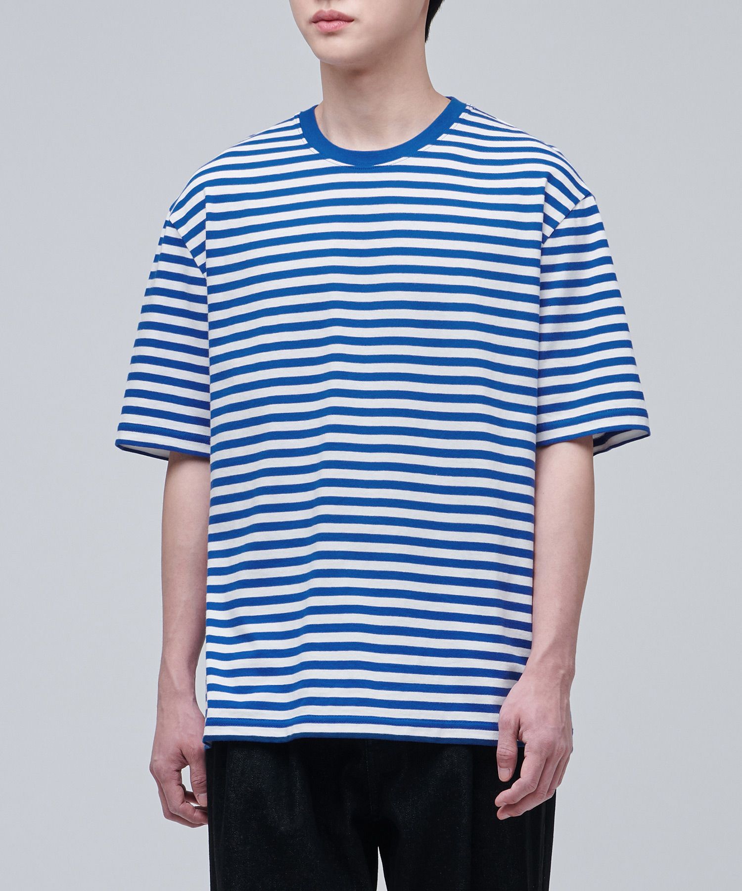 MUSINSA | MUSINSA STANDARD Stripe Relaxed Crew Neck Short