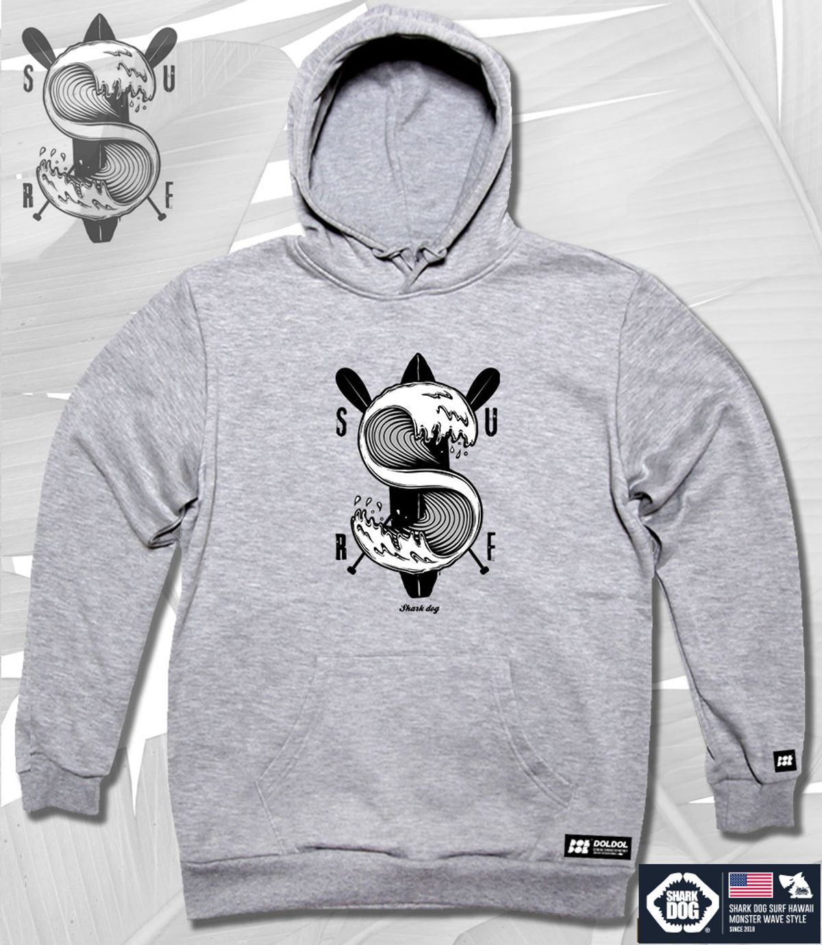 돌돌(DOLDOL) SHARK-DOG-HOODY-27 샤크독 서핑 하와이 캐릭터 그래픽 후드티 후디