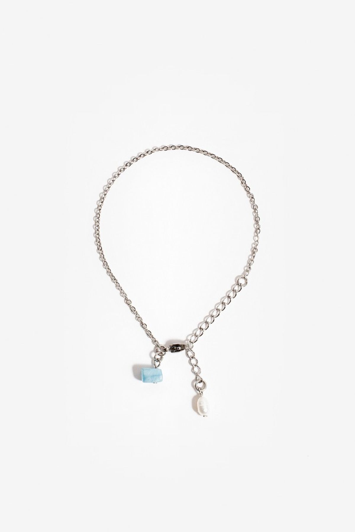모드곤(MODGONE) 아쿠아마린 & 진주 체인 팔찌 Aquamarine with Pearl Bracelet