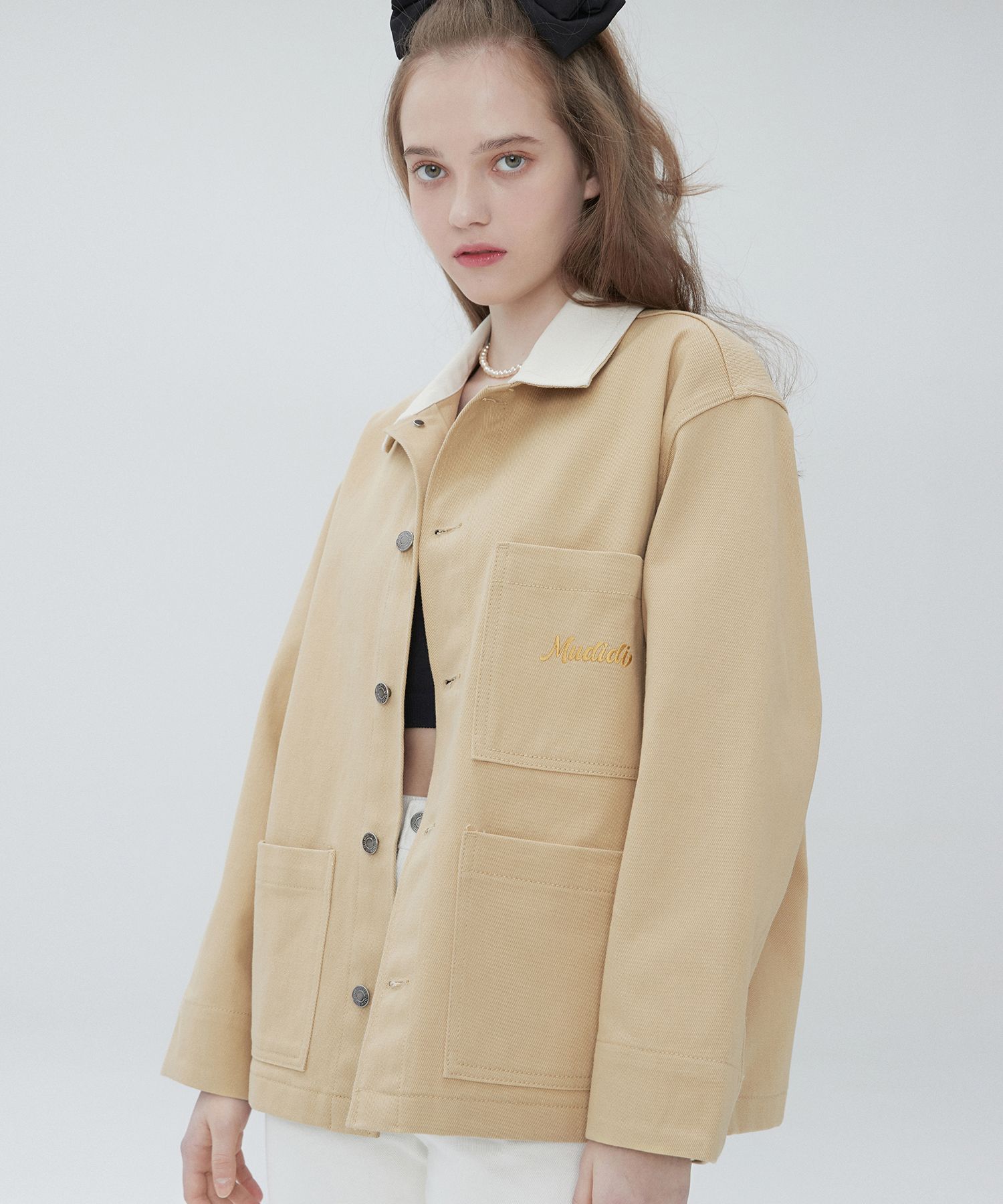 【MUDIDI】22SS★ Collar block denim jacket 003 MUSINSA | MUDIDI Collar block denim jacket 003 Beige