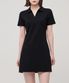 우먼즈 슬릿 넥 폴로 원피스 [블랙]