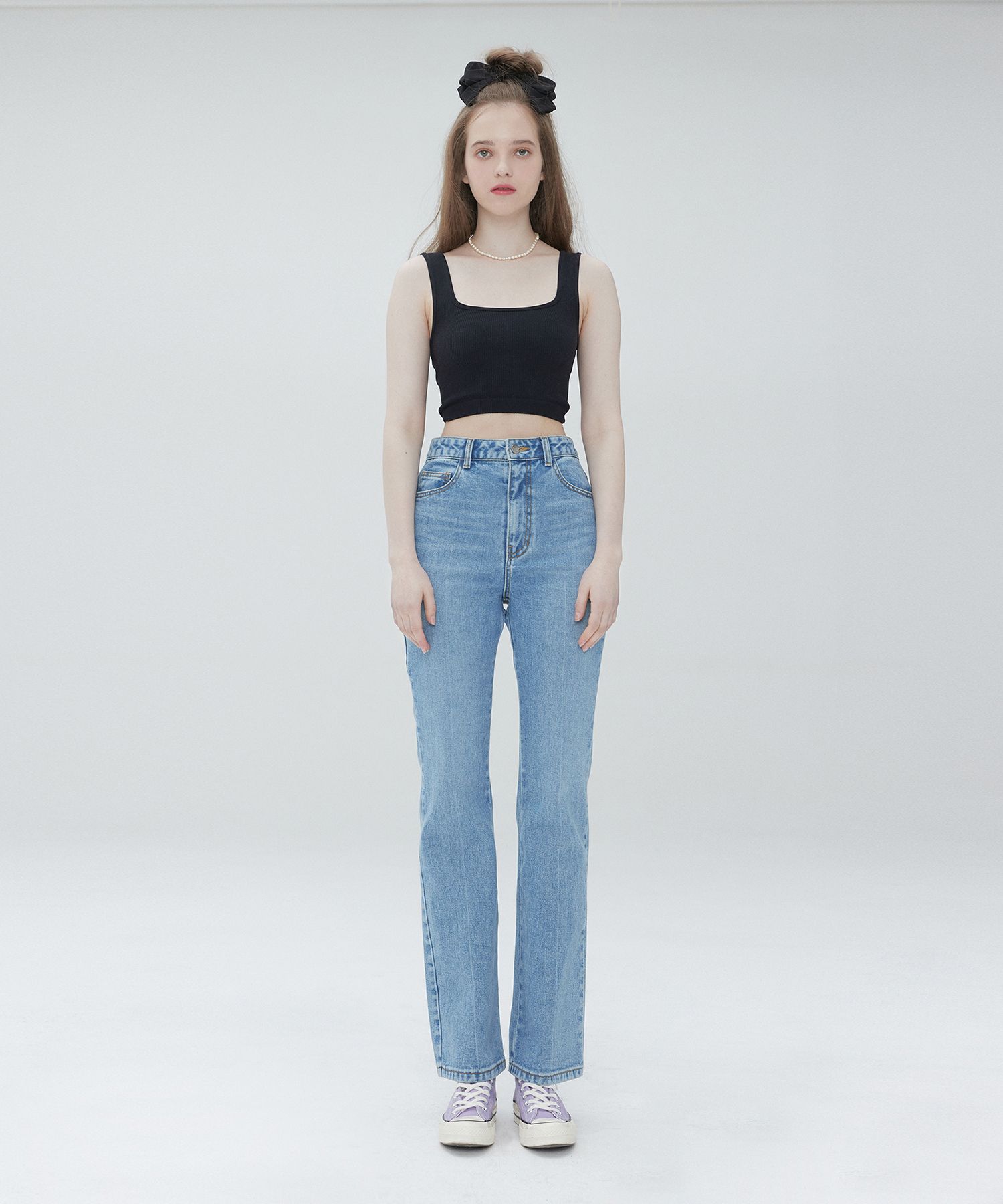 MUSINSA公式 | MUDIDI Highwaist denim pants 001 Blue