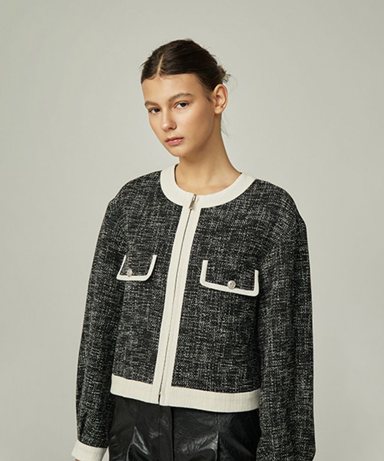 TWEED ZIPUP BLUSON JK (BLACK)