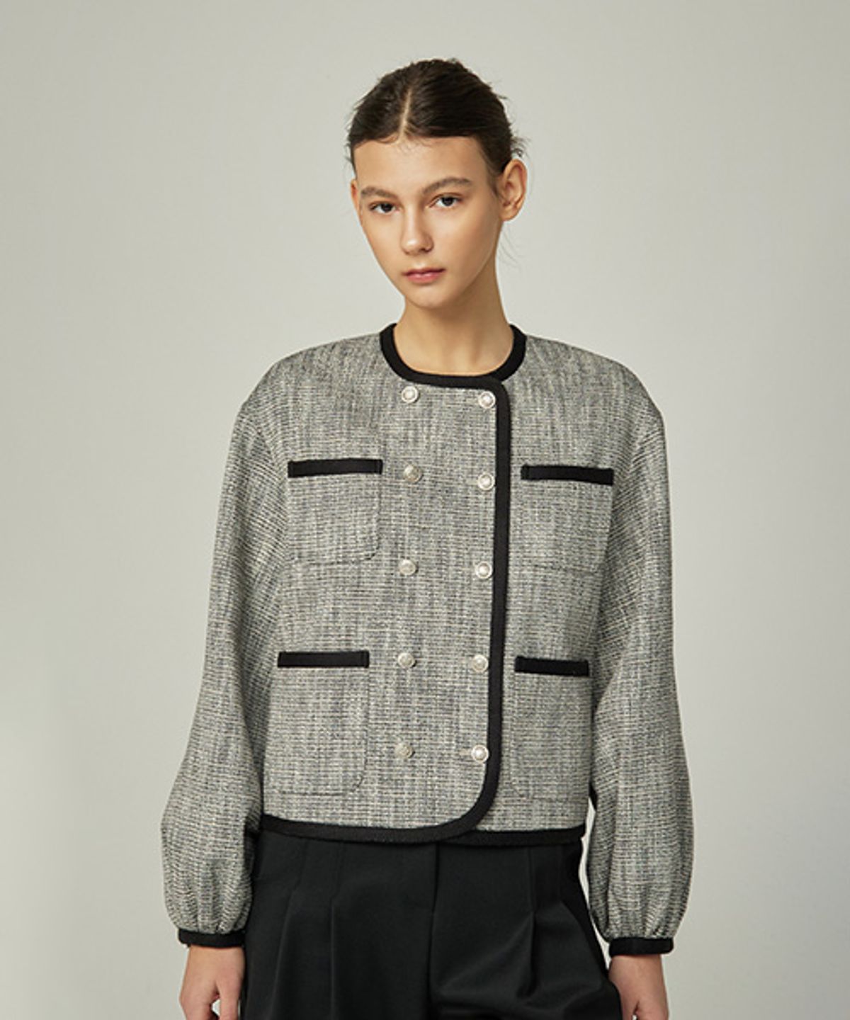 아바몰리(AVA MOLLI) TAPING DOUBLE TWEED JK (BLACK)